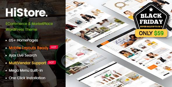 HiStore - 清洁时尚,家具电子商务和MarketPlace