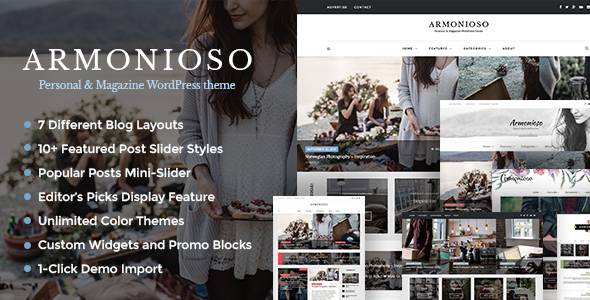 Armonioso - 个人及杂志WordPress的响应博客主题