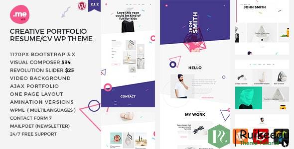 Me - 创意组合和简历/简历WordPress主题