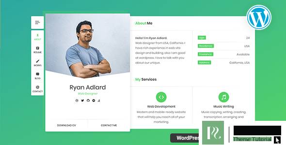 RyanCV -简历/简历/ vCard主题